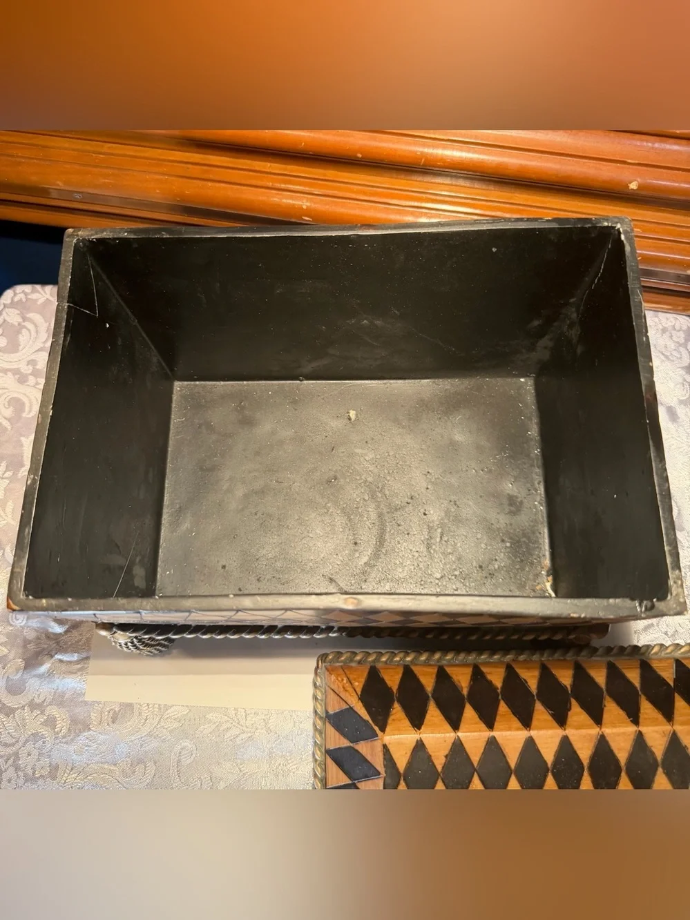 Decorative Resin Box Resembling Maitland-Smith Box Harlequin Style Box with Lid